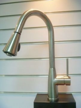 Single Handle Brushed Nickel Kitchen Faucet with Pullout Hose - JADE5122BN